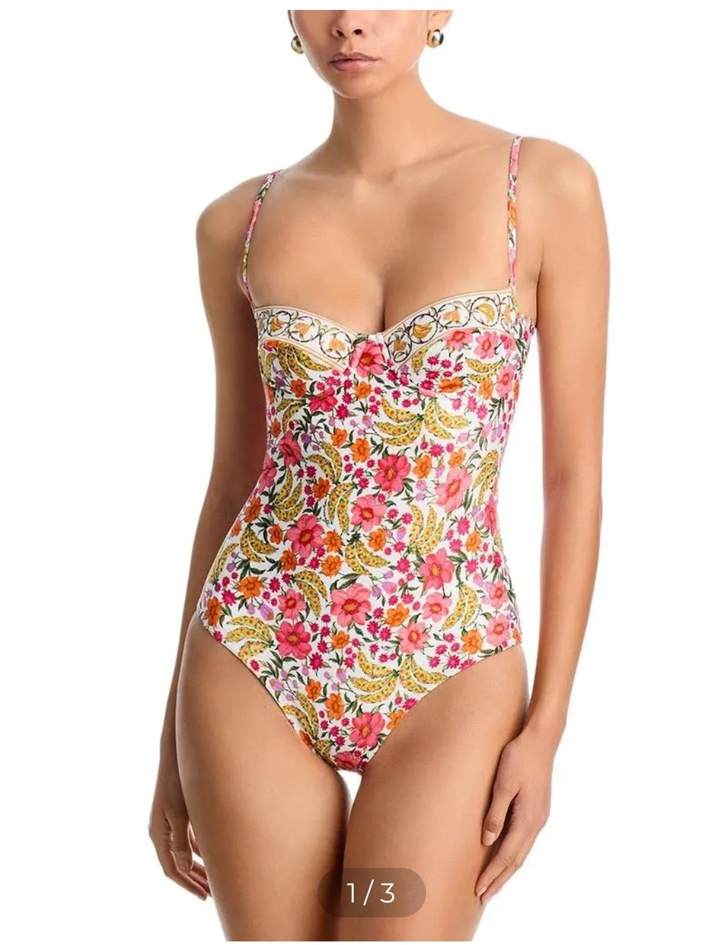 NWT FARM RIO Off-White Banana Flowers One Piece Swimsuit